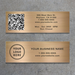Carte De Visite Mini Code QR Logo Moderne Or