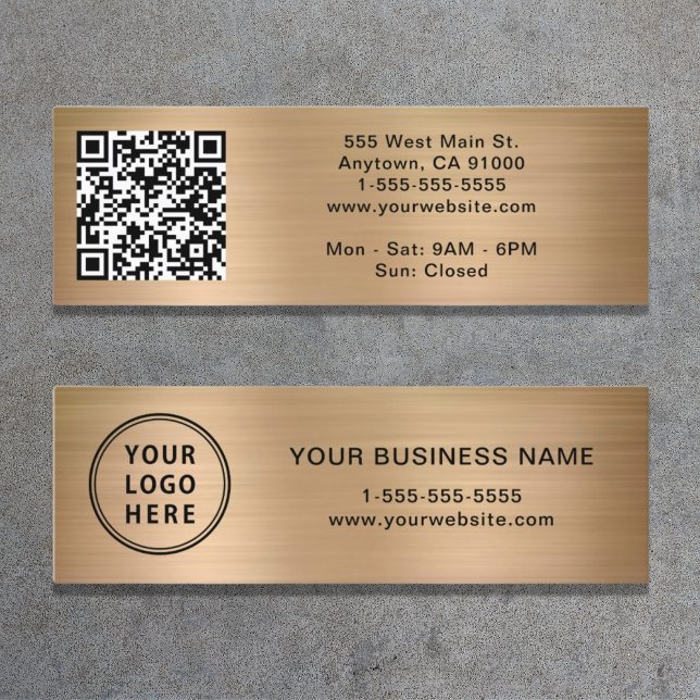 Carte De Visite Mini Code QR Logo Moderne Or (Créateur téléchargé)