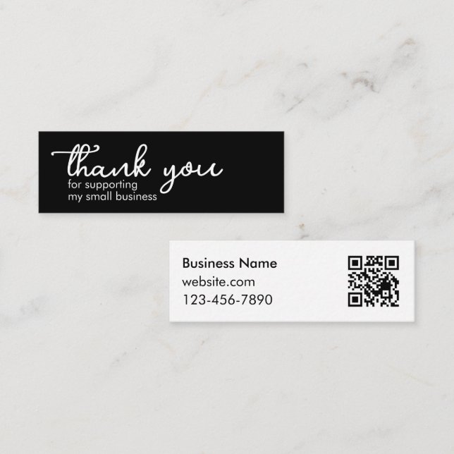 Carte De Visite Mini Code QR Merci de Soutenir Ma Petite Entreprise (Devant / Derrière)