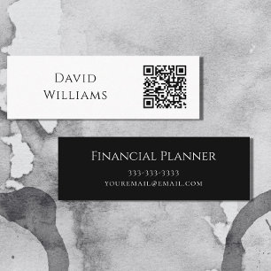 Carte De Visite Mini Code QR Minimaliste noir blanc moderne