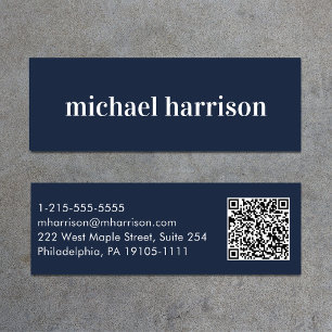 Carte De Visite Mini Code QR moderne minimum bleu