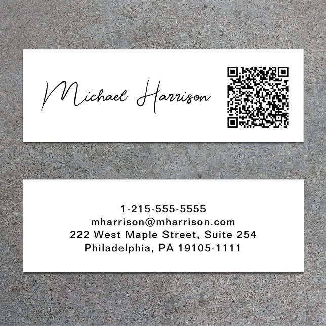 Carte De Visite Mini Code QR professionnel de script moderne (Capture attention, make connections, and leave a lasting impression with our QR code business card)