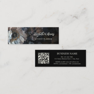 Carte De Visite Mini Code QR   Rose blanche Noir