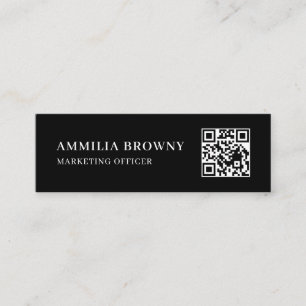 Carte De Visite Mini Code QR scannable noir Design de contact minimal