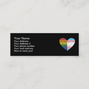Carte De Visite Mini Coeur avec arc-en-ciel transgenre drapeau mois de