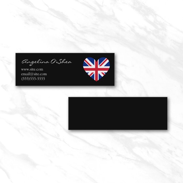 Carte De Visite Mini Cœur britannique (UK Heart Skinny Business Card)