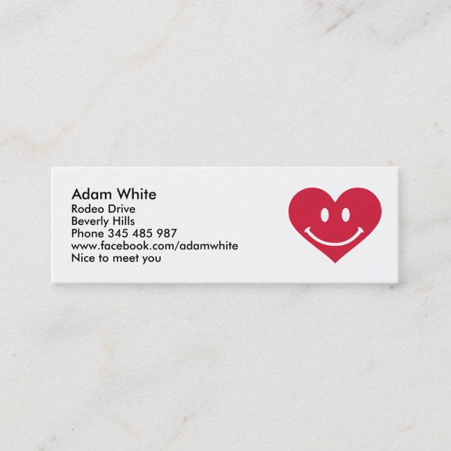 Carte De Visite Mini Coeur rouge heureux (Devant)