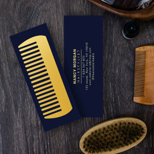 Carte De Visite Mini Coiffeur Faux Peigne en Or Salon de Coiffure 