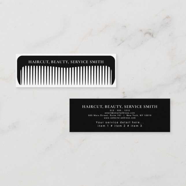 Carte De Visite Mini Coiffeur professionnel Peigne de coiffure moderne  (Devant / Derrière)