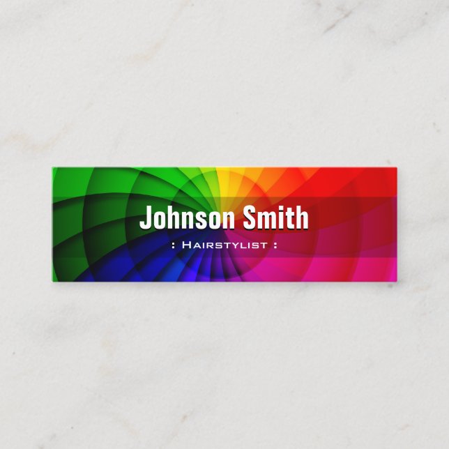 Carte De Visite Mini Coiffeuse - Couleurs arc-en-ciel radiales (Devant)