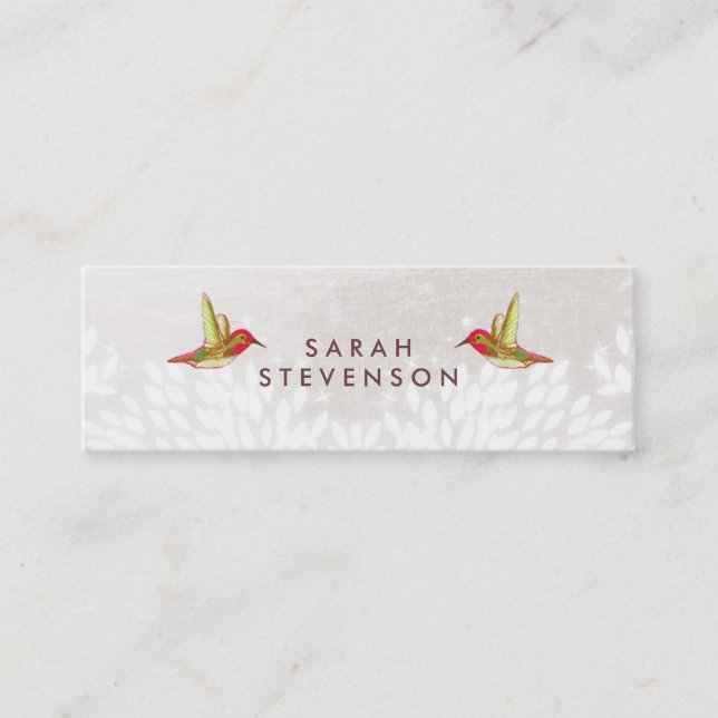 Carte De Visite Mini Colibri de Whimsical en Feuille blanc créatif (Devant)