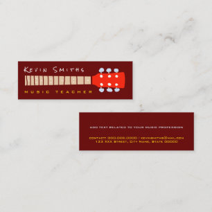 Carte De Visite Mini Colour Guitare Cou rouge foncé professeur de musiq