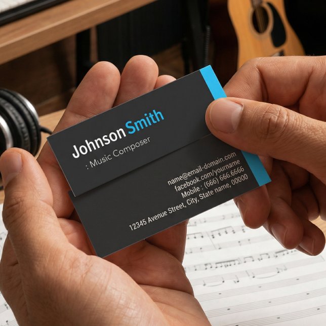 Carte De Visite Mini Compositeur de musique - Personal Aqua Blue Mini (Créateur téléchargé)