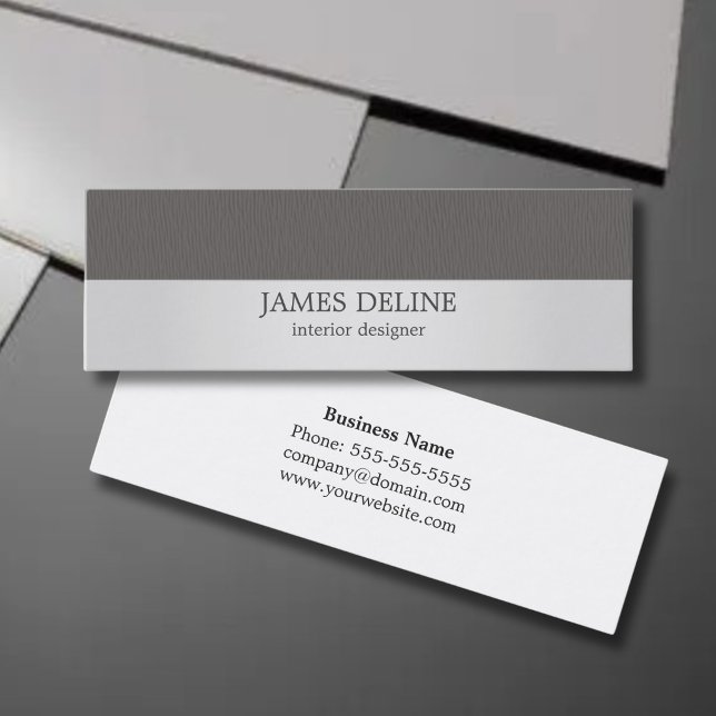 Carte De Visite Mini Concepteur d'intérieur texture gris argenté modern (Créateur téléchargé)