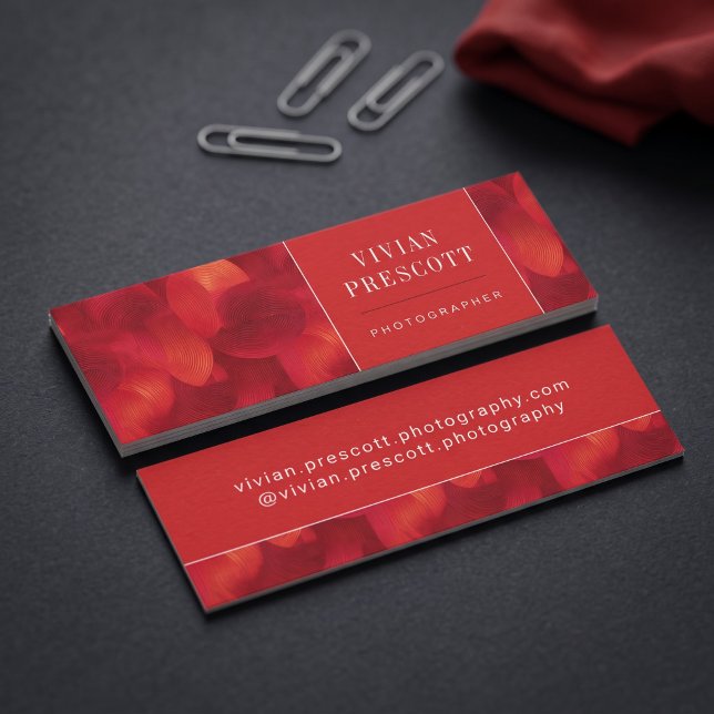 Carte De Visite Mini Conception de motif de cercle abstrait moderne (Simulated business cards on table)