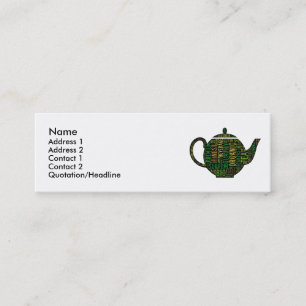 Carte De Visite Mini Conception de texte de la théière noire
