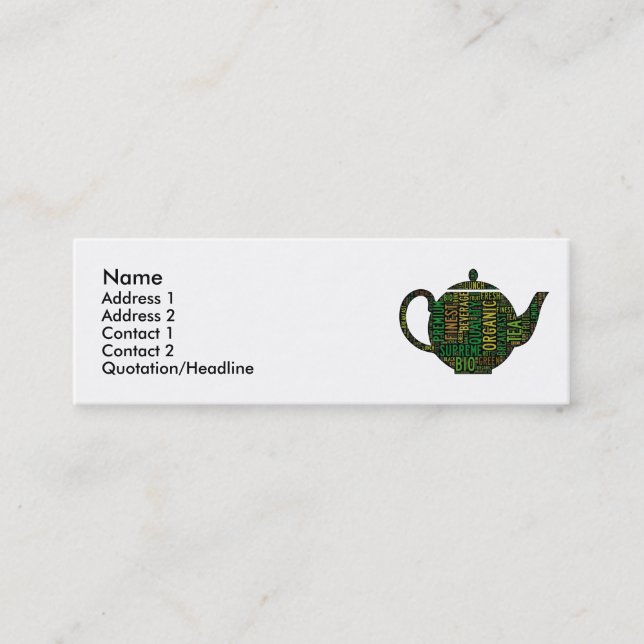 Carte De Visite Mini Conception de texte de la théière noire (Devant)