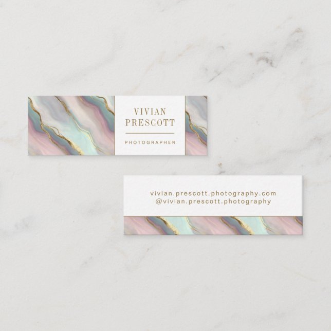 Carte De Visite Mini Conception élégante de marbre fluide (Devant / Derrière)