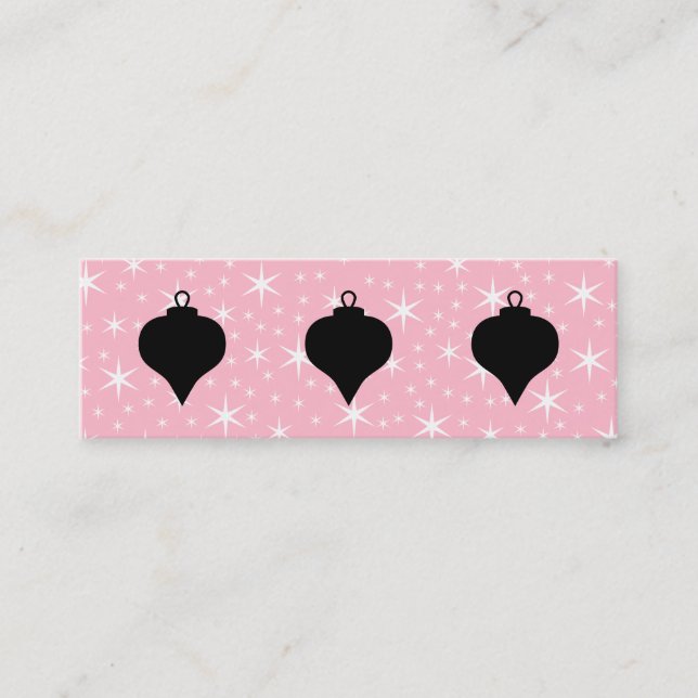 Carte De Visite Mini Conception rose et noire et blanche de Noël (Devant)