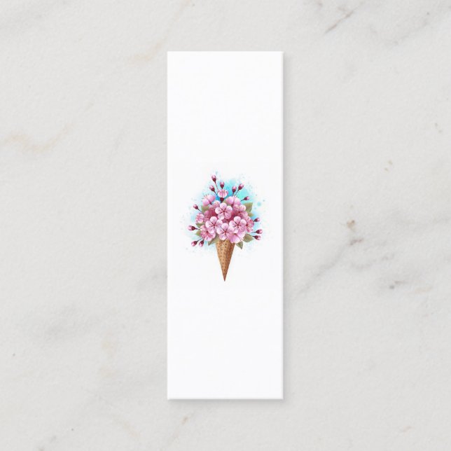 Carte De Visite Mini Cône rose Sakura crème glacée gaufre (Devant)