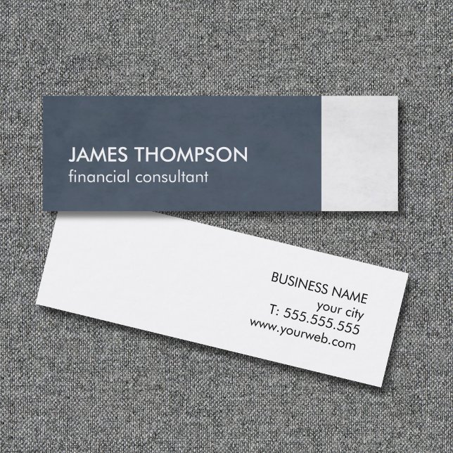 Carte De Visite Mini Consultant Bleu Blanc Texturé Élégant (Créateur téléchargé)