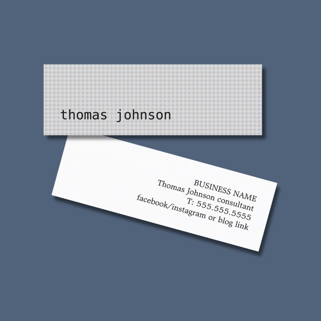 Carte De Visite Mini Consultant en gris texture simple et élégant (Créateur téléchargé)