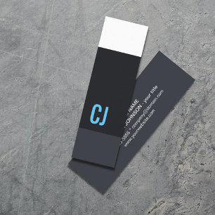 Carte De Visite Mini Cool Bleu Frais Bleu Blancs Monogramme Consultant