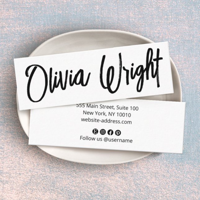 Carte De Visite Mini Cool Bold Signature Script Typographie moderne Bla (Créateur téléchargé)