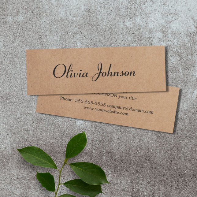 Carte De Visite Mini Cool Elegant Kraft Papier Écriture Consultant (Créateur téléchargé)