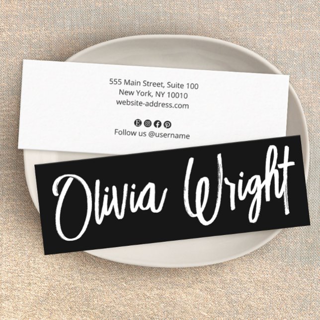 Carte De Visite Mini Cool Gras Signature Script Typographie Noir modern (Créateur téléchargé)
