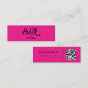 Carte De Visite Mini Cool Hair Styliste QR Code Pink Mini Carte de visi
