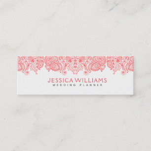 Carte De Visite Mini Coral rouge Floral Paisley dentelle