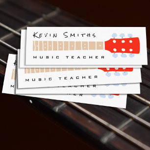 Carte De Visite Mini Cou de guitare couleur sur un professeur de musiqu