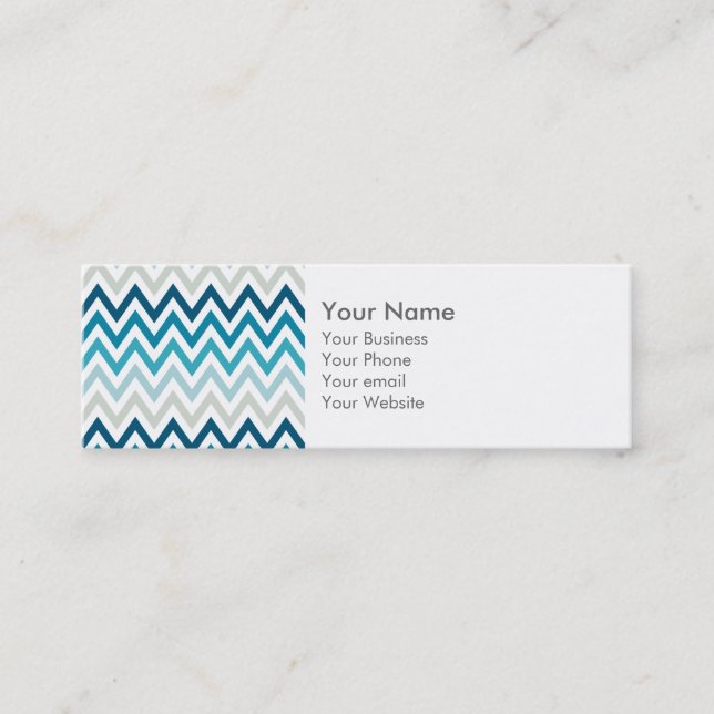 Carte De Visite Mini Couleur bleu blanc Chevron motifs géométriques (Devant)