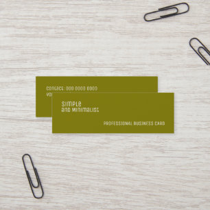 Carte De Visite Mini Couleur minimaliste mince en vert olive simple