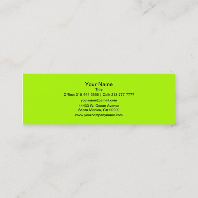 Carte De Visite Mini Couleur solide vert fluorescent (Dos)