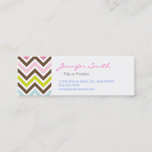 Carte De Visite Mini Couleurs aztèques - Chic Chevron Zigzag Motif (Devant)