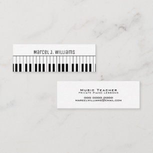Carte De Visite Mini Cours de piano Professeur de musique blanc
