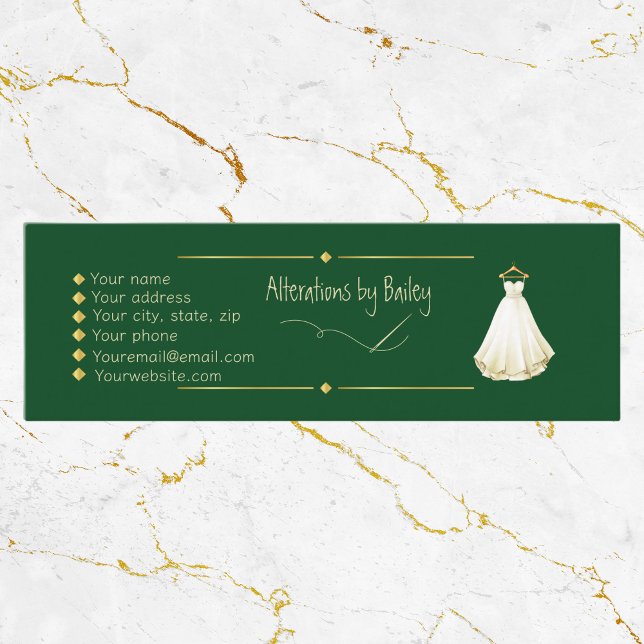 Carte de visite mini couture alterations Émeraude (Créateur téléchargé)