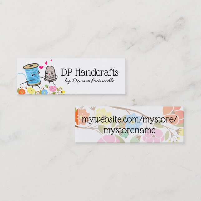 Carte De Visite Mini couture bobine de l'aiguille du fil amour (Devant / Derrière)