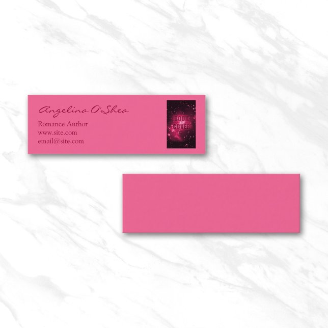 Carte De Visite Mini Couverture de livre rose (Book Cover Skinny Business Card)
