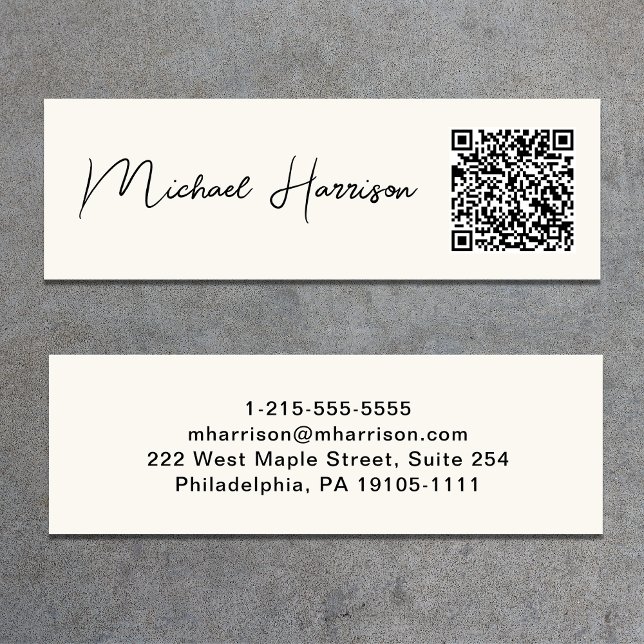 Carte De Visite Mini Création de code QR Professional de script moderne (Capture attention, make connections, and leave a lasting impression with our modern QR business card)