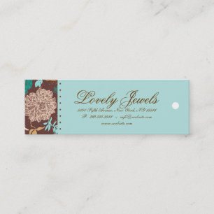 Carte De Visite Mini Crème florale vintage de brun bleu de vêtements 