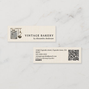 Carte De Visite Mini Cuisine vintage Ustensiles Rétro Boulangerie Pâtis