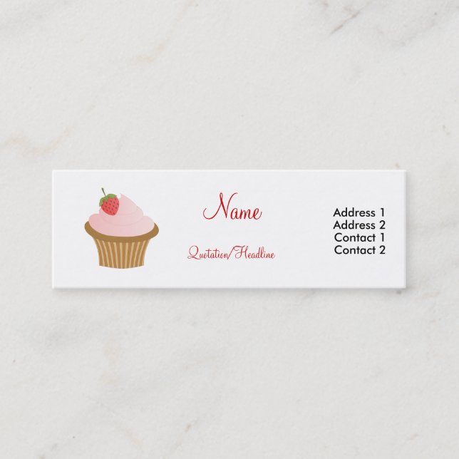 Carte De Visite Mini Cupcake aux fraises chocolatées (Devant)