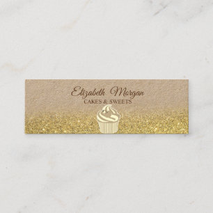 Carte De Visite Mini Cupcake, Kraft rustique ombré pailleté or