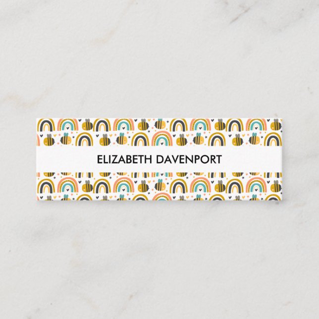 Carte De Visite Mini Cute Bumble Bee et Rainbows Motif (Devant)
