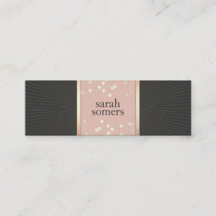 Carte De Visite Mini Cute Chic Rose et Noir Gold Confetti Girly