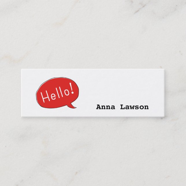 Carte De Visite Mini Cute et simple Hello ! Business (Devant)