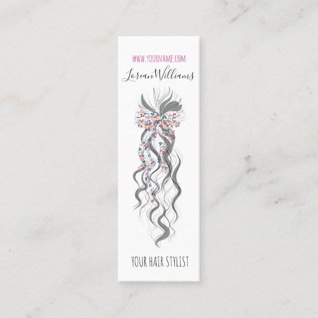 Carte De Visite Mini Cute Pastel Bride Wavy Coiffeuse Salon de coiffure (Devant)